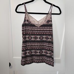 Wallflower Maroon and White Lace Graphic Camisole